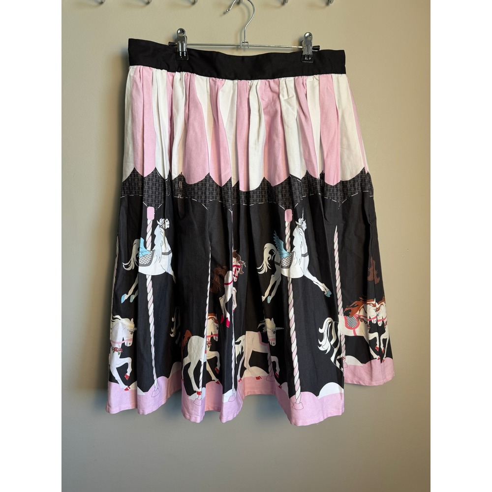 Unique Vintage Womens Pink Carousel Horse Skirt XL Retro Rockabilly Novelty